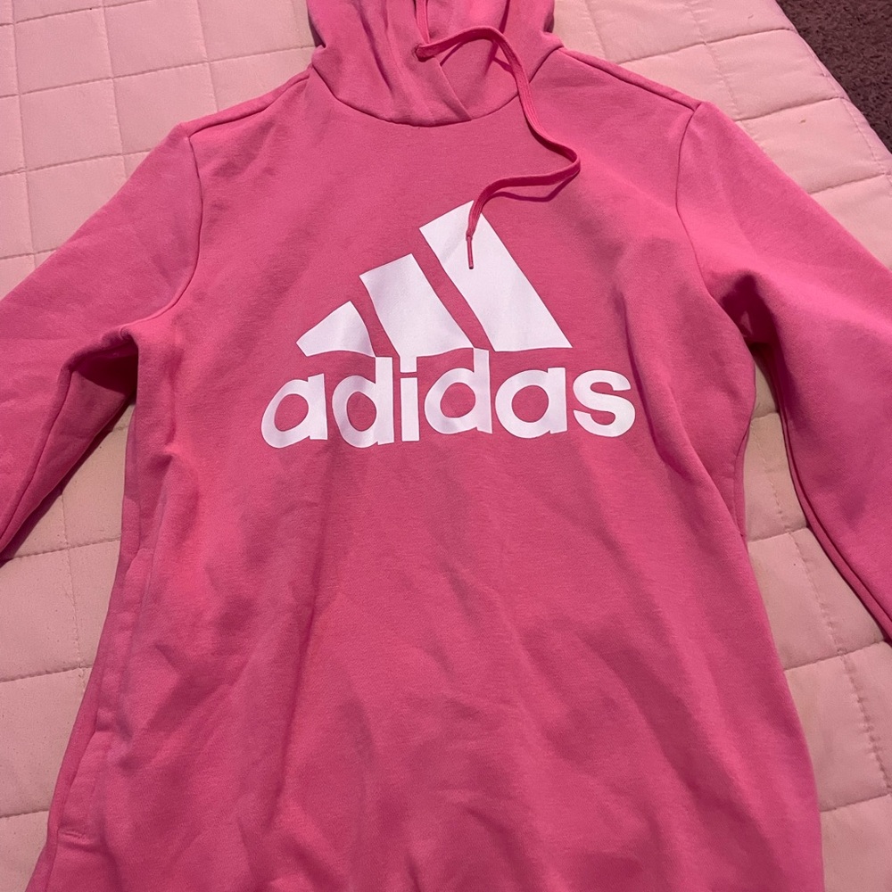 Adidas Vibrant Pink Hoodie with White Logo